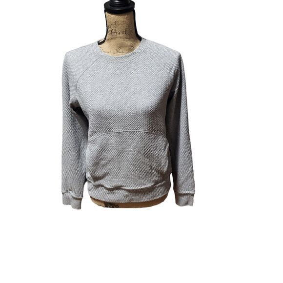 Lululemon crew neck long sleeve pullover with hoodie pocket in grey, size 6 - Picture 1 of 4